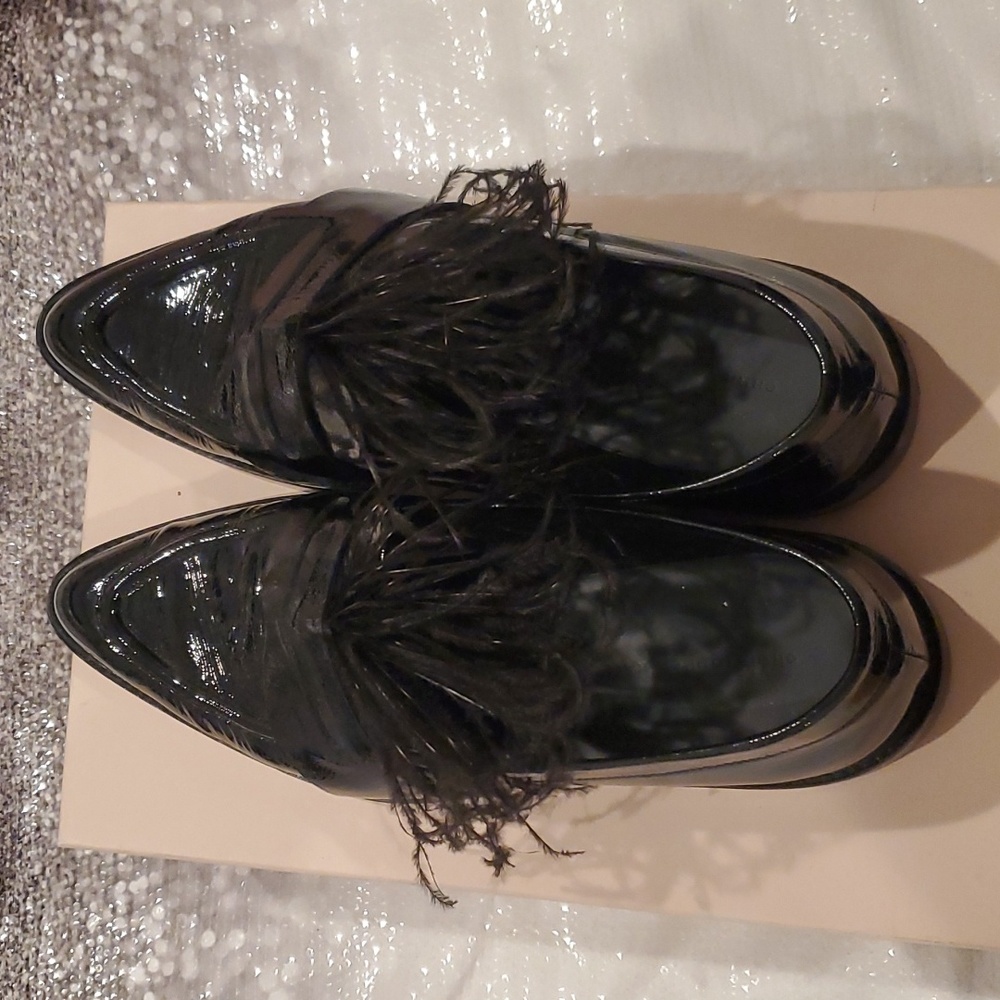 Christopher Kane Black Loafers with feathers Size 41
